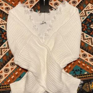 Fashion Nova Off-White V-Neck Sweater